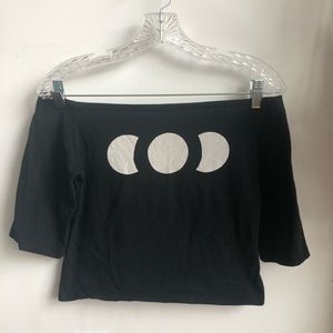 Boutique Mary Meyer Moon Crop Off Shoulder Shirt